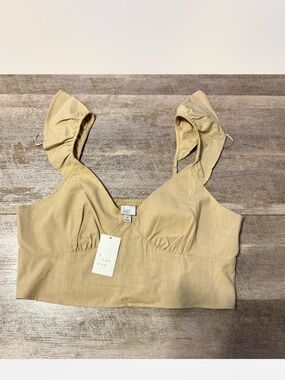 a new day Beige woven Ruffle-Strap Corset